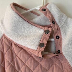 Abercrombie & Fitch Pink and Cream‎ Quilted Turtleneck Sweater